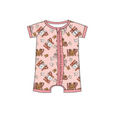 Pink hip hop bunny baby girls easter zipper romper