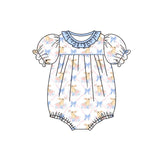 Short sleeves bow bunny baby girls Easter romper