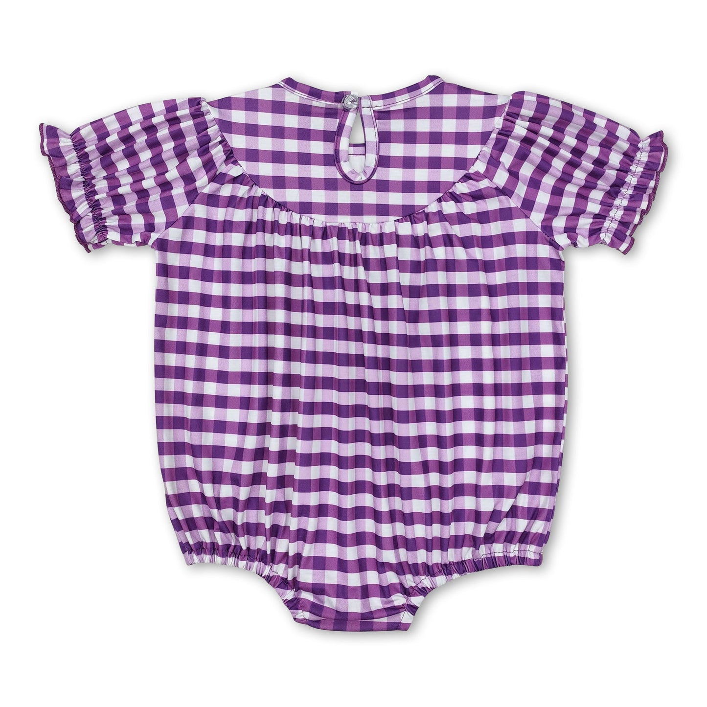 Purple plaid pelican alligator crawfish girls mardi gras romper