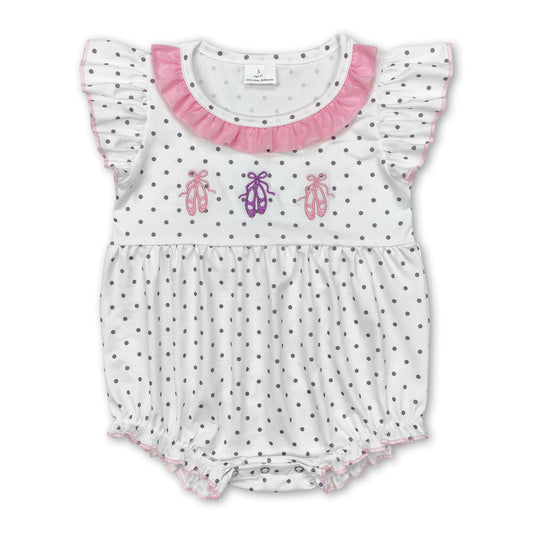 Polka dots flutter sleeves shoes baby girls romper