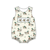Sleeveless duck ruffle baby boys romper