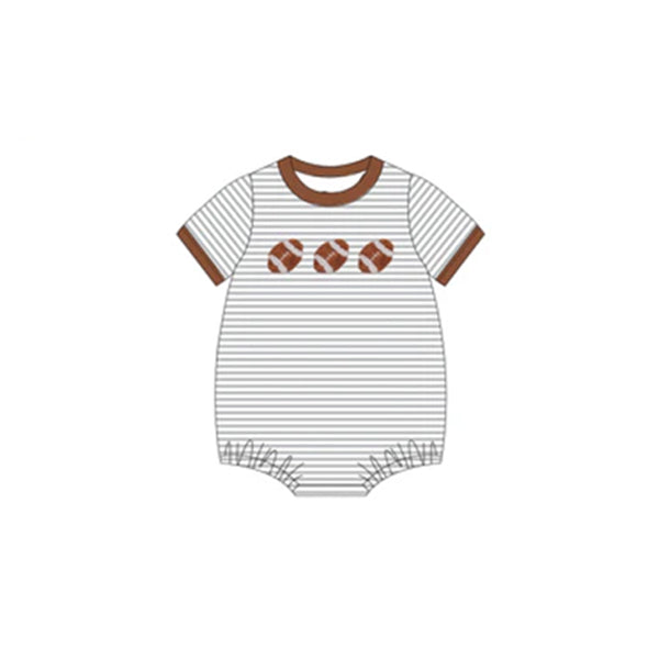 Grey stripe short sleeves football baby boy romper