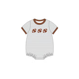 Grey stripe short sleeves football baby boy romper