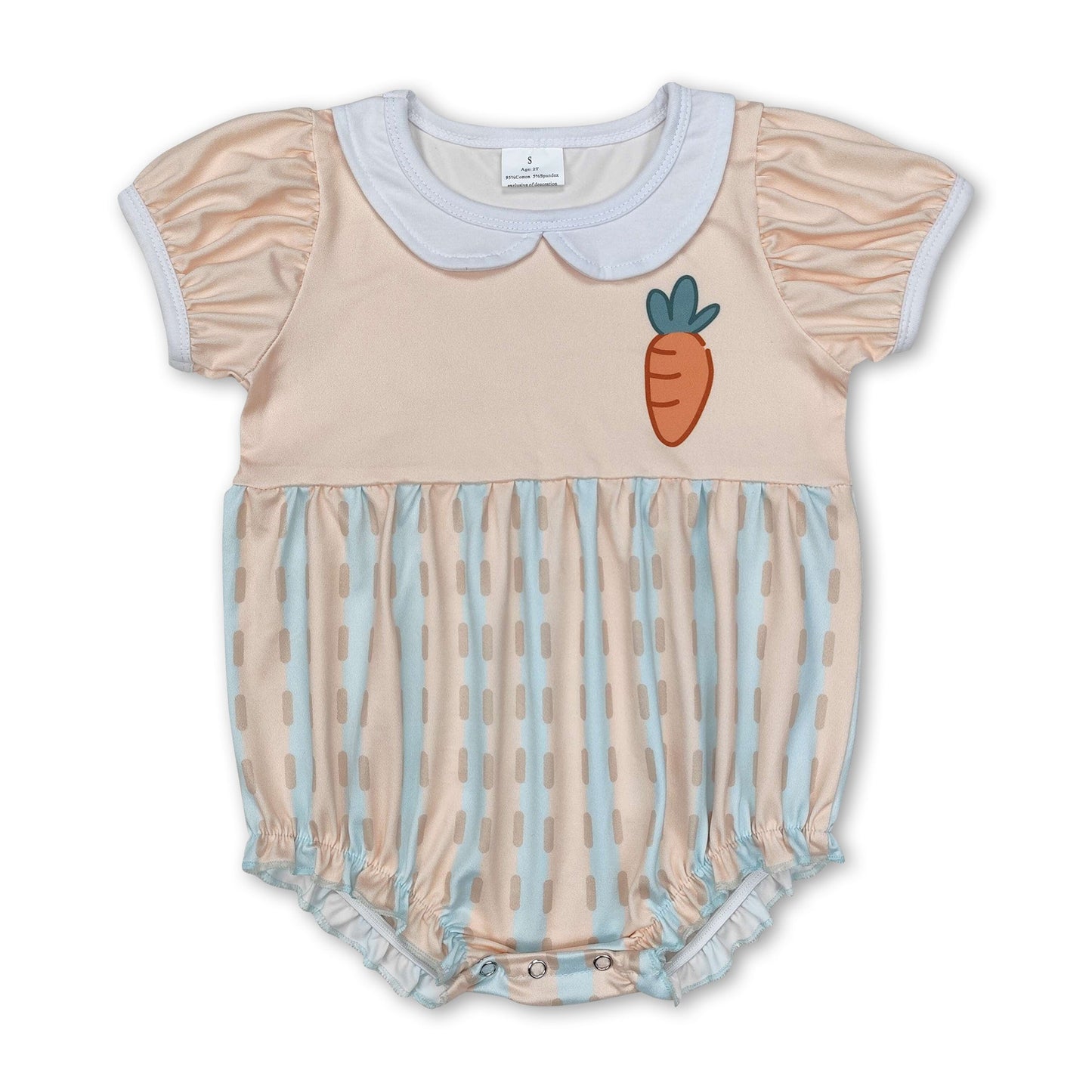 Short sleeves carrot baby girls Easter romper