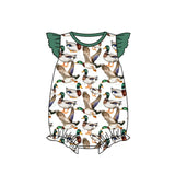 Green flutter sleeves duck baby girls romper