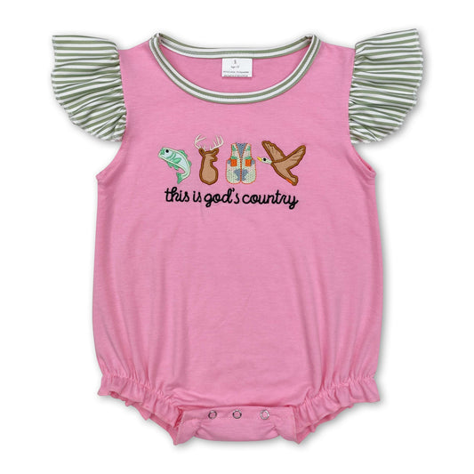 This is god's country fish deer duck baby girls romper