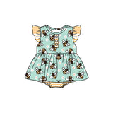 Flutter sleeves floral bee baby girls skirt romper