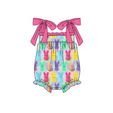 Straps colorful bunny baby girls Easter romper