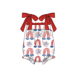 Straps rainbow firework baby girls 4th of july romper