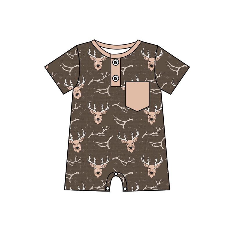 Short sleeves deer pocket baby boys romper