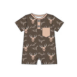 Short sleeves deer pocket baby boys romper