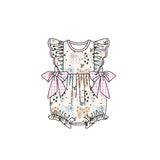 Flutter sleeves dog bows baby girls summer romper