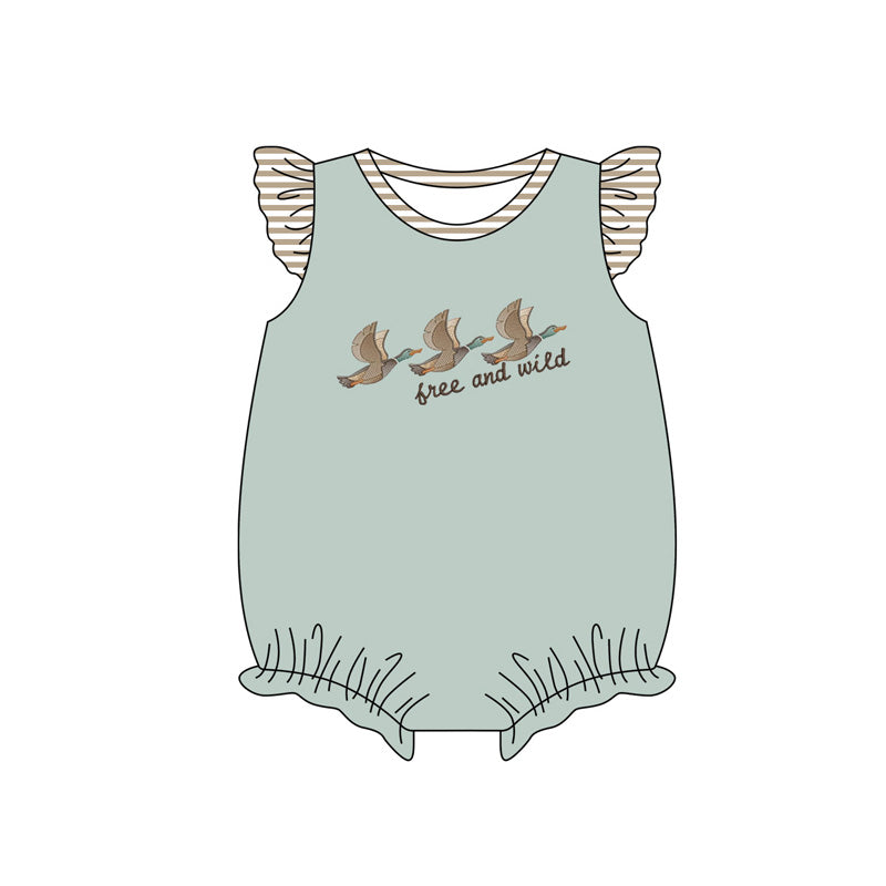 Flutter sleeves wild and free duck baby girls romper