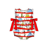 Red bow elephant cat hat baby girls romper