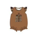 Camo flutter sleeves cross baby girls Easter romper