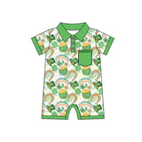 Green pocket short sleeves baby boy St Patrick's romper