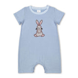Short sleeves light blue bunny baby boys Easter romper