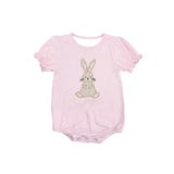 Short sleeves pink bunny baby girls Easter romper