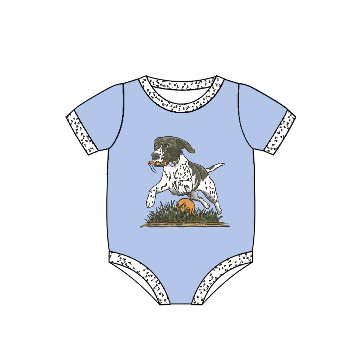 Short sleeves light blue dog baby boy romper