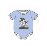 Short sleeves light blue dog baby boy romper