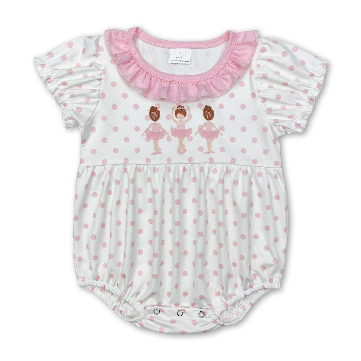 Baby Girls Roker Pink polka dots short sleeves dance baby girls romper – Yawoo Garments