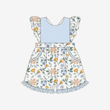 Flutter sleeves light blue floral baby girls overalls