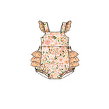 Flutter sleeves floral ruffle baby girls spring summer romper