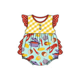 Flutter sleeves crawfish lemon baby girls romper