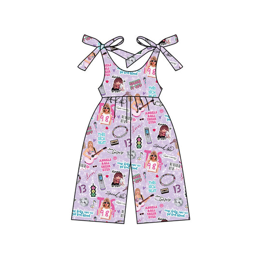 Straps lavender guitar singer girls jumpsuit