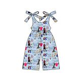 Straps pink light blue guitar singer girls jumpsuit