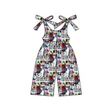 Straps patchwork print singer girls jumpsuit