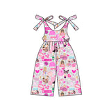 Straps pink smile butterfly singer girls jumpsuit