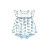 Polka dots flutter sleeves crab baby girls romper