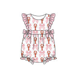 Flutter sleeves pink bow crawfish baby girls romper