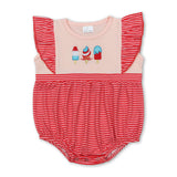 Red stripe popsicle baby girls summer romper