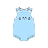 Blue sleeveless flag firework baby boy 4th of july romper