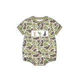 Short sleeves camo deer fish dog baby boys romper