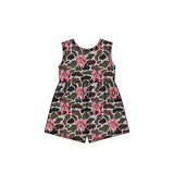 Sleeveless pink bow camo kids girls jumpsuit