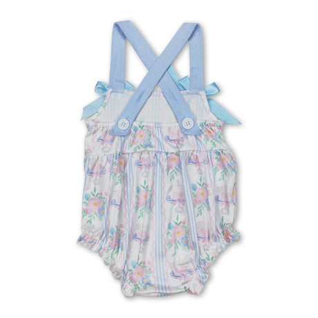 Straps cake floral bow baby girls summer romper