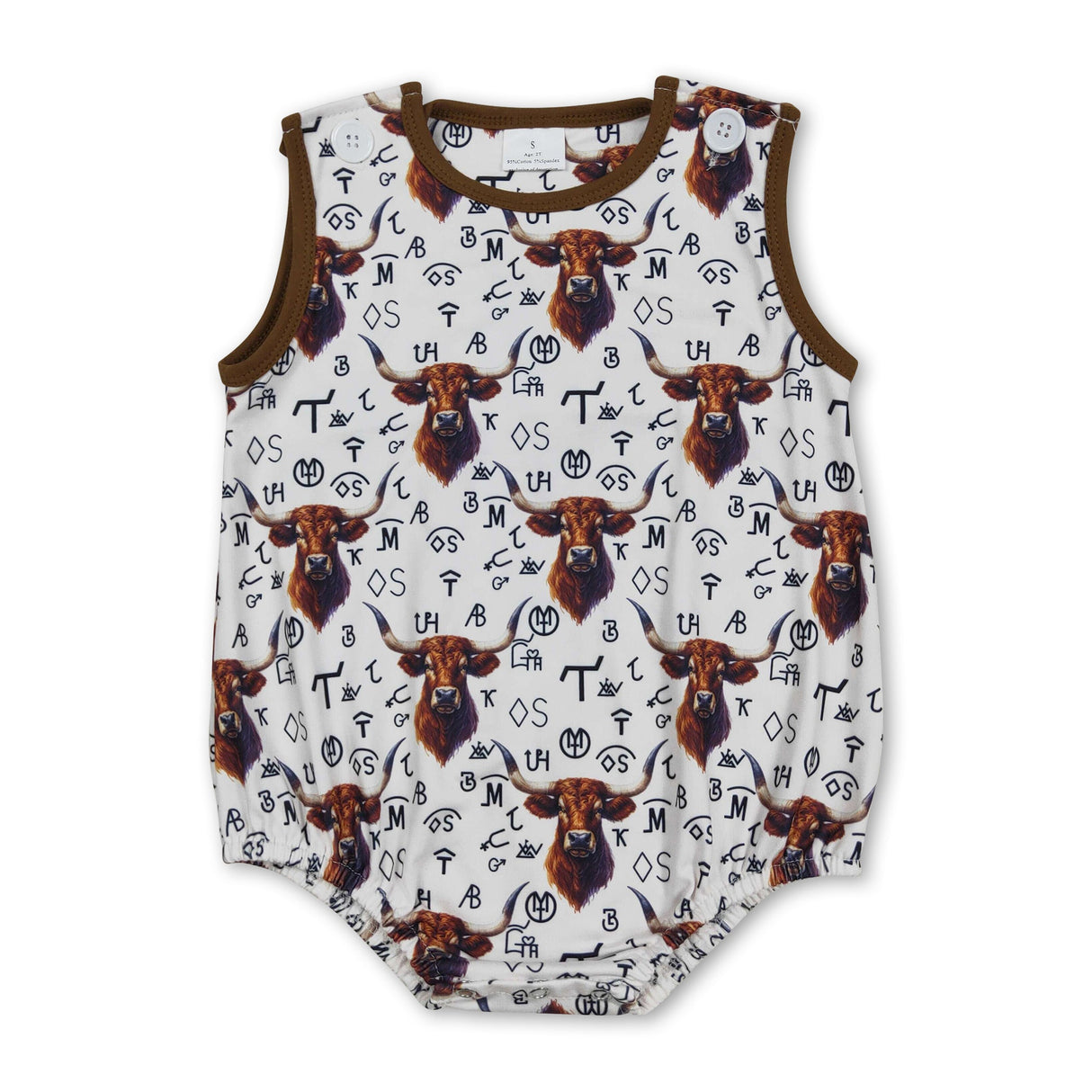 Sleeveless highland cow brands western boy romper