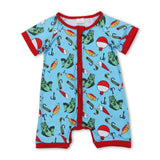 Short sleeves fishing baby boy zipper romper