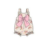 Straps pink bow unicorn baby girls summer romper