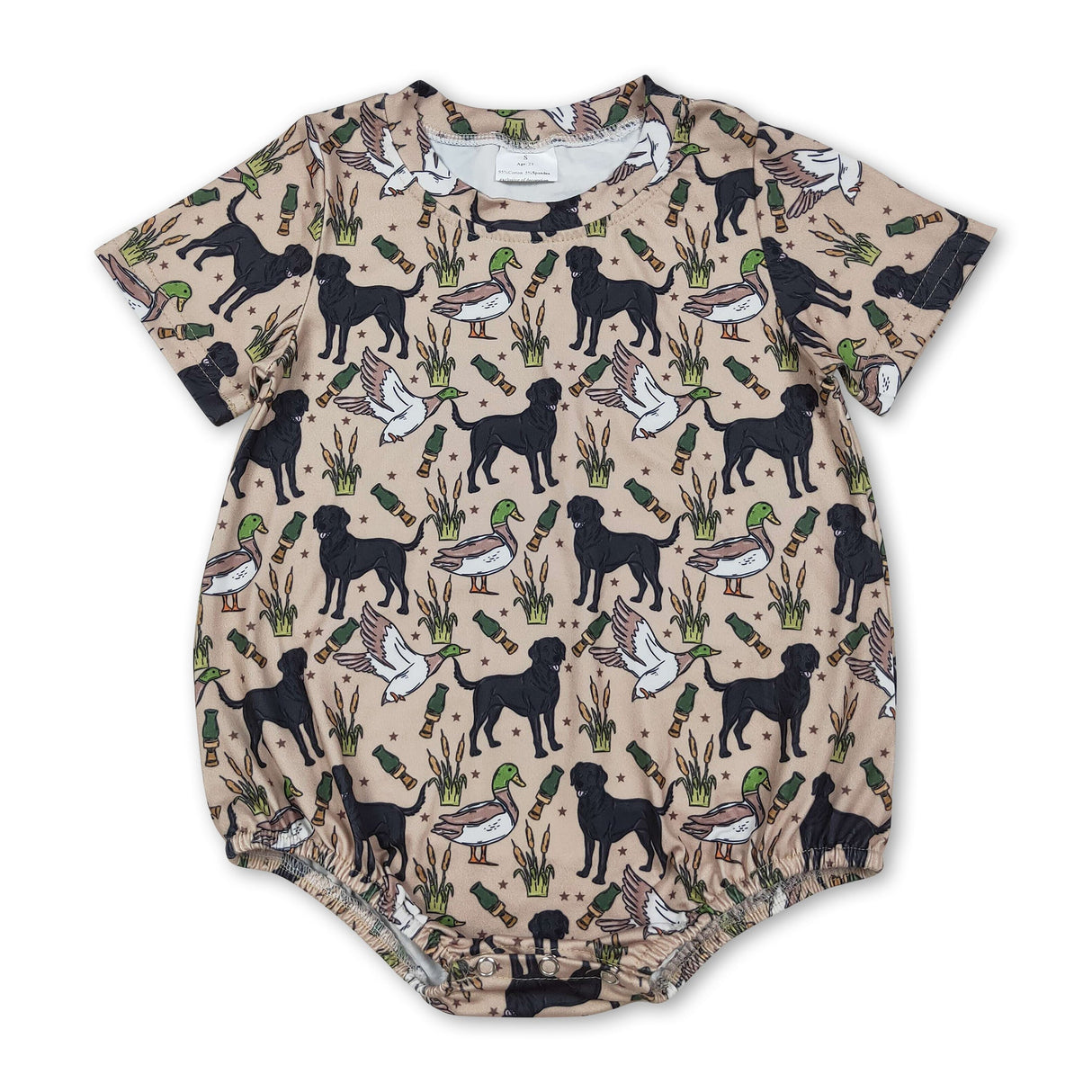 Short sleeves dog duck call baby boy romper