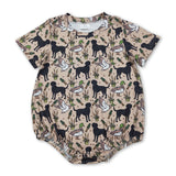 Short sleeves dog duck call baby boy romper