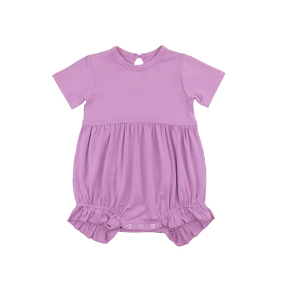 Lavender short sleeves cotton baby girls summer romper