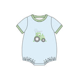Short sleeves stripe tractor farm baby boy romper