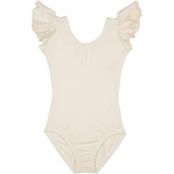 Beige flutter sleeves baby girls summer romper