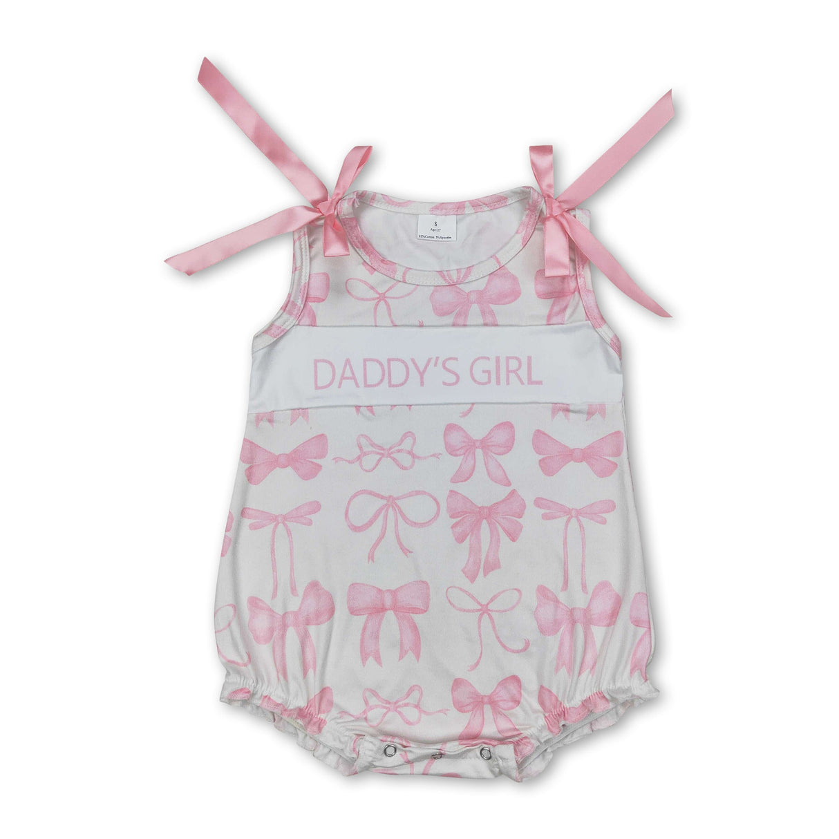 Sleeveless pink bow daddy's girl summer romper