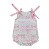 Sleeveless pink bow daddy's girl summer romper