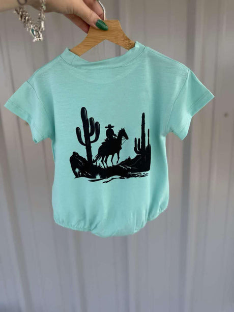 Short sleeves hat cactus rodeo western baby kids romper